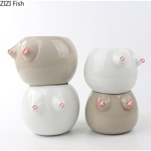 Abstract ceramic chest vase flower plant potted container mini flower pot human body vase living room countertop decoration gift