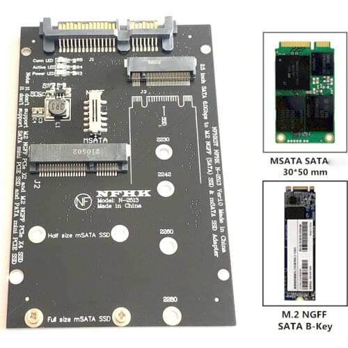 2 in 1 M.2 NGFF mSATA SSD to SATA 7+15Pin 2.5 inch Adapter Card for Desktop Computer Riser Converter PC Accessories