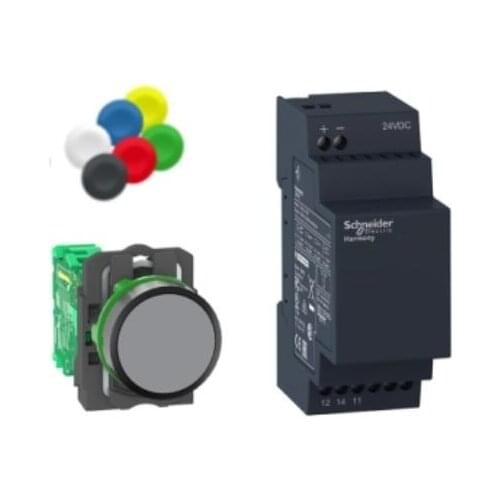 XB5RFB01 Wireless push button and non-configurable receiver, plastic, Ø22, with 1 black cap, 24 V DC