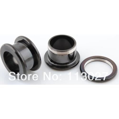 Big Gauge Black Titanium Anodized Round Fringe Flesh Tunnel Heavy Gauge Flesh Tunnel 18mm-30mm