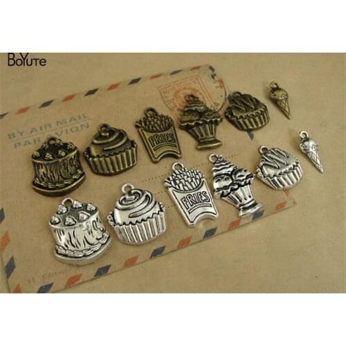 BoYuTe (100 Pieces/Lot) New Arrive Cake Fries Ice Cream Charms Pendant Diy Jewelry Accessories Wholesale