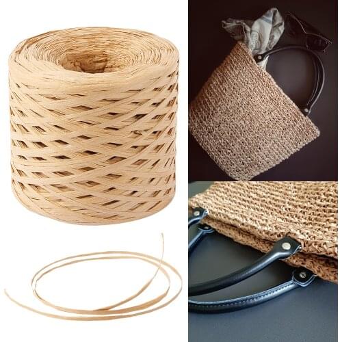 200M Raffia Paper Rope Ribbon Hand-woven Natural Paper Twine Gift Packing Craft Wrapping Rope Ribbon Party Wedding Decoration