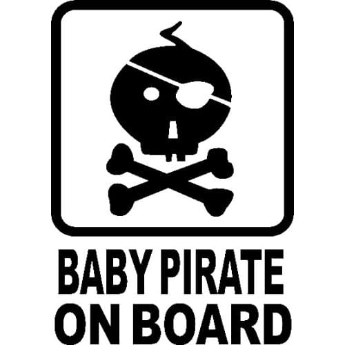 Baby on A Pirate Ship Skull Decals Car Decoration Personality Pvc Car Window Waterproof Sticker Black/white, 14cm * 10cm
