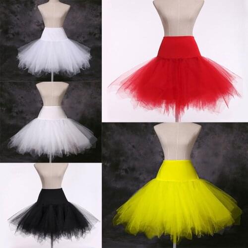 HONGFUYU White Black Short Wedding Petticoat Crinoline Hoopless Layers Tulle Tutu Skirt Underskirt Slips Bridal Accessories Q043