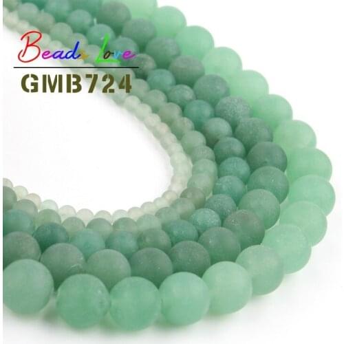 Natural Stone Dull Polish Matte Green Aventurine 4MM-12MM Round Loose Beads for Jewelry Making DIY Bracelet Accessorise 15 Inch