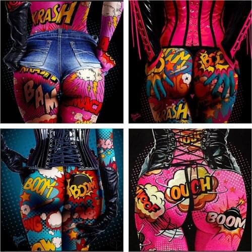 40x40cm Pop Art Graffiti Cool Girl Oil Painting By Numbers HandPainted Buttocks Body Painting Canvas Colouring Home Decor Diy