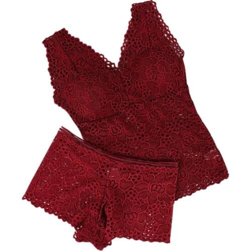 2021 Women Push Up Seamless Embroidery Bra Lace Sexy Bra Set Wire Free Lingerie Transparent Female Underwear Set