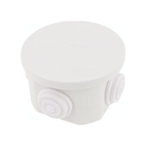 White ABS 4 Cable Entries Dustproof IP44 Enclosure Round Junction Box 80 x 50mm