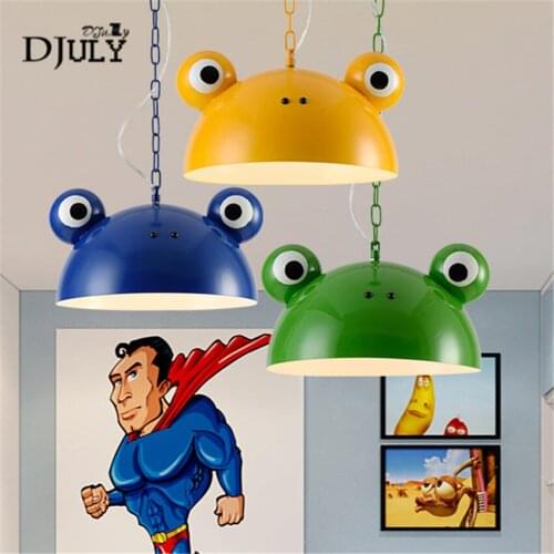 Creative children bedroom frog pendant lights for nursery kids study home deco kitchen lighting fixtures dining room hang lamp
