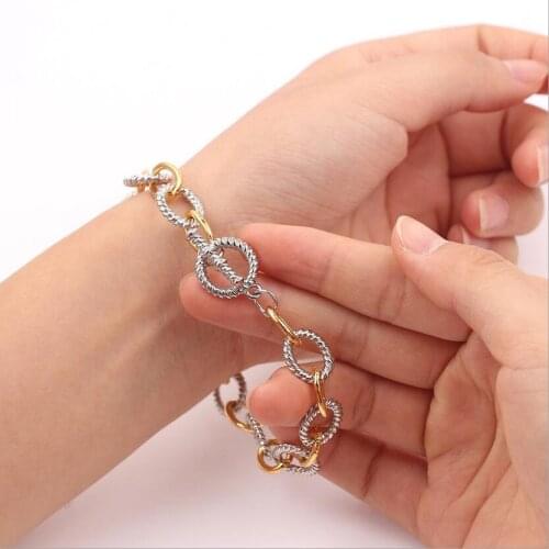 2019 creative new European and American popular hip hop 0 style two-color alloy bracelet