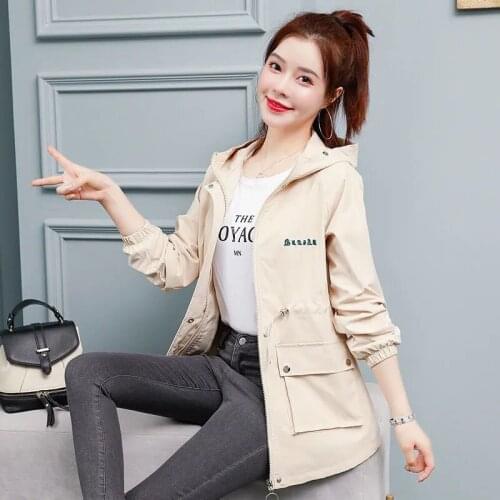 Womens Jacket 2021 New Autumn Fashion Hooded Windbreaker Female Zipper Jacket Casual Basic Coats Outerwear Plus Size Tops A551