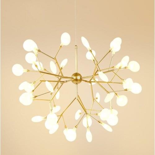 New Nordic Firefly Chandelier Postmodern Led Light Creative Art Leaf Light Villa Restaurant Living Room Home Lighting Fixture