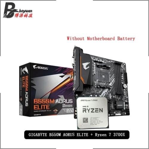 AMD Ryzen 7 3700X R7 3700X CPU + GA B550M AORUS ELITE Motherboard Suit Socket AM4 All new but without cooler