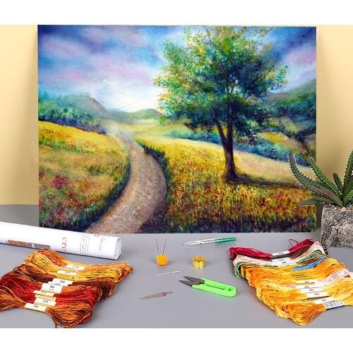 Natural Scenery Der Printed Fabric 11CT Cross-Stitch DIY Embroidery Set DMC Threads Handiwork Craft Needlework Mulina