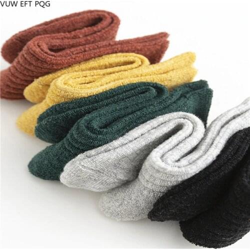 Solid Color Series Mens Simple Socks Terry Autumn and Winter with Rabbit Wool Cotton Warm Sock