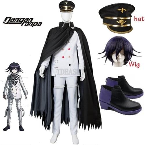 Anime DanganRonpa V3 Cosplay Dangan Ronpa Ouma Kokichi Costume Halloween Costume Wig Hat For Adult Men