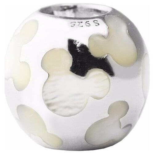 Pearlescent Mosue Silhouettes Round Beads for Silver 925 Original Charms Bracelets DIY Charm Beads for Jewelry Making Women DIY