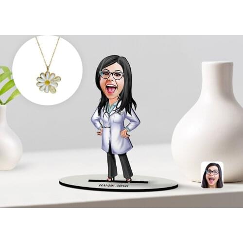 Personalized Women 'S Doctor Caricature OF 3D Wooden trinket And Is Dated Daisy Necklace Seti-1 Reliable Modern Simple Gift custom