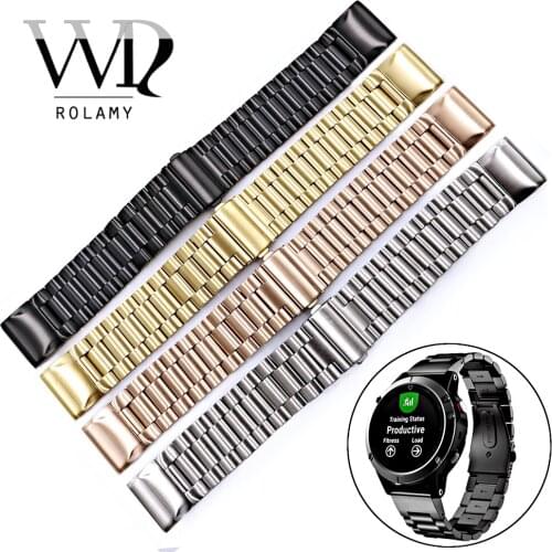 Rolamy 20 22 26mm High Quality Easy Quick Install Replacement Solid Watch Bands Bracelets Straps For Garmin Fenix 3/5/5X/5S
