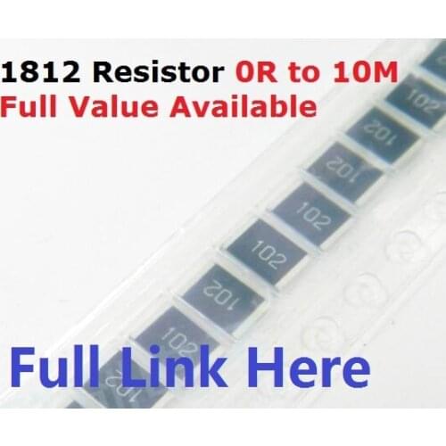 Free Ship 50pcs SMD Chip Resistor 1812 10K ohm 5% 0R~10M 1/2W 10R 100R 220R 330R 470 ohm 1K 2.2K 10K 100K 0R 1R .5/6/7/8/9/R/K
