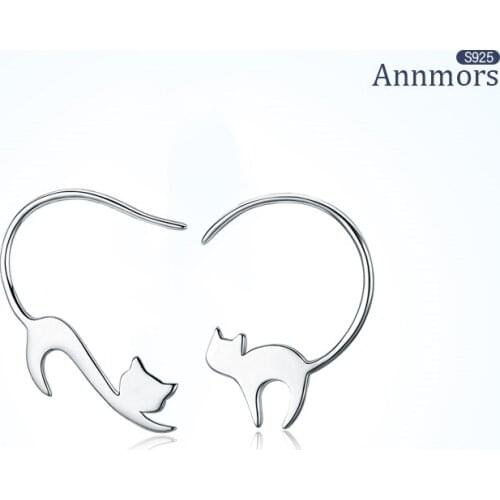 925 Sterling Silver Sexy Cat Tail Rop Drop Earrings Unique Jewelry Design Animal Little Cat Tail on Ear Women Girlfriend Earring