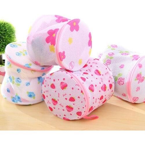 Printing Zippered Mesh Laundry Foldabl Bag Polyester Washing Net Bag For Underwear Sock Washing Machine Pouch Clothes Bra Bags