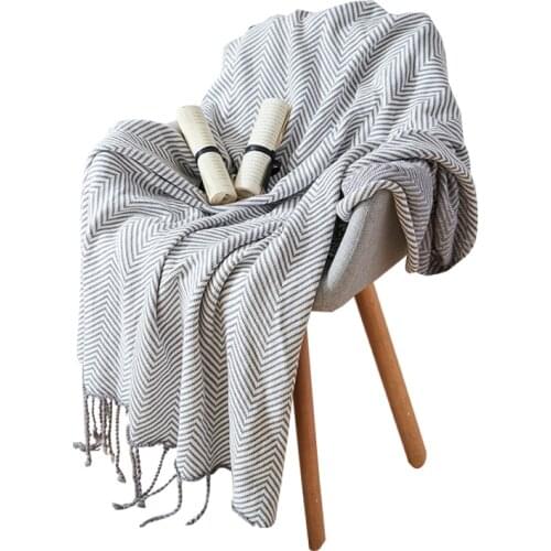 Nordic Instagram Style Sofa Cover Office Nap Shawl Wool Blanket Knitted Tassel Tailstock Towel Air Conditioning Blanket