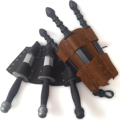Medieval Steampunk Throwing Knife Holder Holster Ninja Assassin Larp Dagger Sheath Cosplay Costume Outfit Leather Bracer Leg Kit