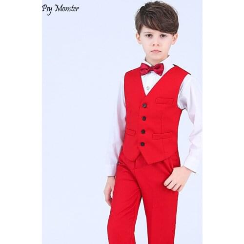 Formal Childrens Vest Dress Suit Flower Boy Piano Party Host Prince Costume Kids Vest Shirts Pants Bowite 4pcs Outfits