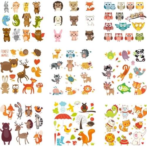 Iron-on Transfers for Clothing Patches for Clothes Stickers Diy Cartoon Stripe Animal Patch Fusible Transfer Vinyl Adhesive A