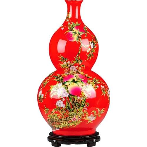 Traditional Chinese Antique Enamel Ceramic Big Floor Vase 61cm Height Large Porcelain Gourd Decoration Vase