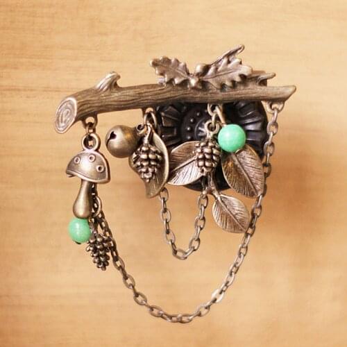 Vintage Original Tree Brooches For Women 2019 Antique Gold Gorgeous Brincos Leaf Brooch Pins Plant Jewelry Dropshipping