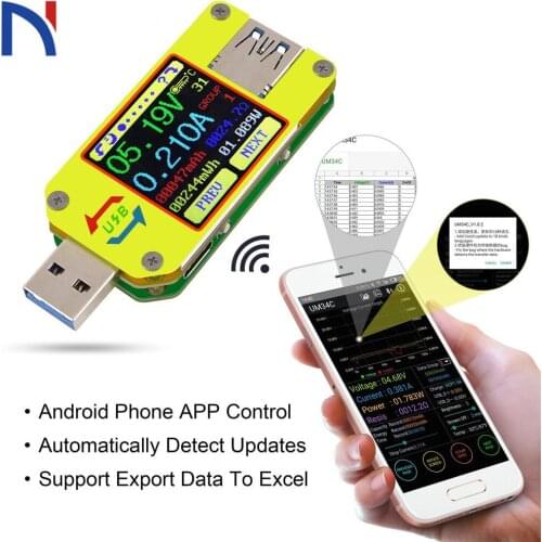 Voltmeter Ammeter UM34 UM34C and LD25 for USB 3.0 Type-C DC voltage current meter battery charge measure cable resistance Tester