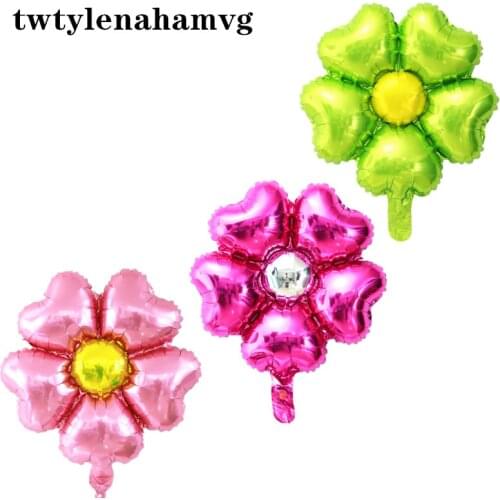 New Pink Rose Red Love Five Petal Flower Birthday Aluminum Film Balloon Spring Outdoor Party Decor Mothers Day Christmas Gift