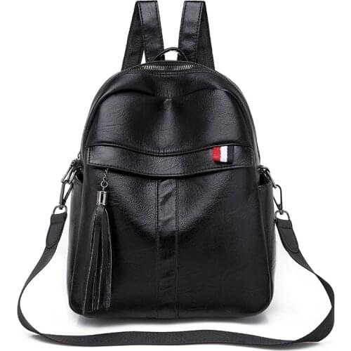 Weysfor Vogue Womens Tassel Backpack Fashion PU Leather Travel Shoulder Bag Girl Multifunctional Small School Backpack for Women