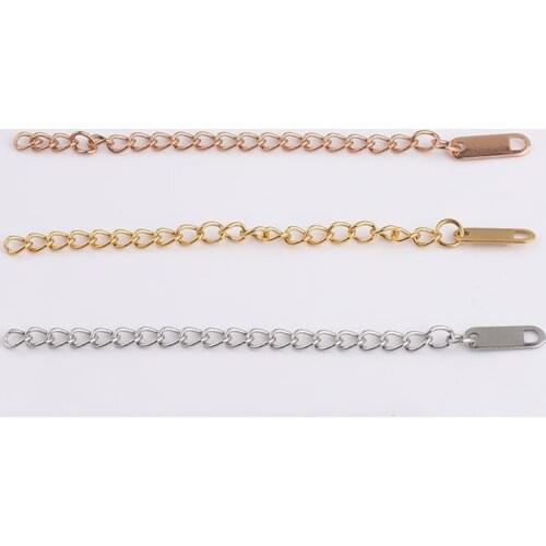 ASON 10pcs/lot Extended Extension Tail Chain Stainless Steel Lobster Clasps Connector For DIY Jewelry Making Bracelet Necklace