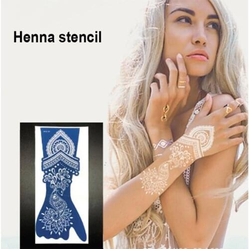 1sheet Temporary Tattoo stencil Body Art Women Indian Henna tattoo paist Beauty Waterproof Fake Arm Hand Reuse tatoo bride tribe