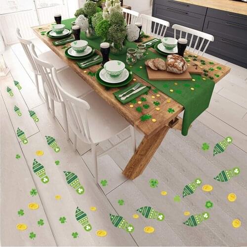 10 Sheets St. Patricks Day Footprint Sticker St. Patricks Footprint Wall Decal Green Sticker Window Wall Floor Cartoon Sticker