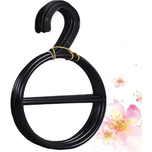 10PCS Circle Shape Coat Hanger Multifunctional Scarf Belt Tie Display Slots Holder Organizer (Black)