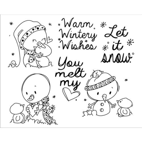 10x8 Cute snowman New Transparent Clear Rubber Stamp Sheet Cling Scrapbooking Photo Album PaperCard DIY Craft