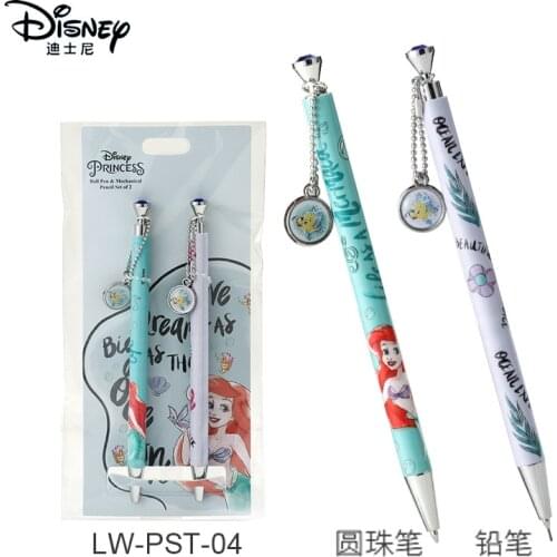 Disney Frozen Student Stationery Gel Pen Cartoon Mickey Princess Ballpoint Pen + Mechanical Pencil Set Gifts for Boys and Girls