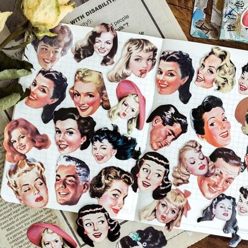 46PCS/PACK Retro Head Portrait Sticker Scrapbooking Stickers Marker Diary DIY Decorate School Stationery Bullet Journal sl1719