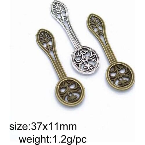 50pcs 37x11mm Two Tone Color Plating Alloy Spoon Charms Hanging Pendants Jewelry Necklace Accessory