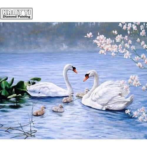 5D DIY Diamond Painting Cross-stitch Swan Crystal Needlework Full Diamond Embroidery Paintings By Numbers On Canvas Decoration F