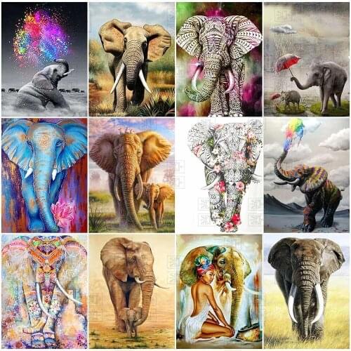 Diy New Product 5D Diamond Painting Animal Full Square/round Drill Rhinestone Mosaic Elephant Handmade Gift Home Decoration
