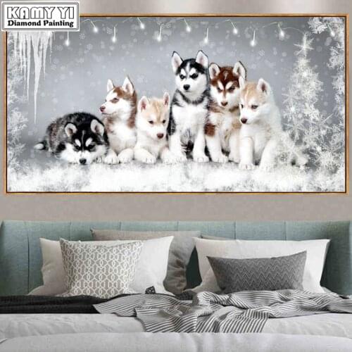 Diy Diamond Painting Dog Diamond Embroidery Animals Husky Puppy Square/Round Mosaic Rhinestone Cross Stitch Kit Needlework YY