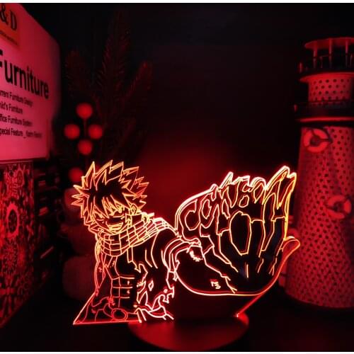 Anime Fairy Tail Etherious Natsu Dragneel END 3D Illusion Lamp Night Lamp Room Desk Light Decor LED Sensor Light Kids Manga Gift
