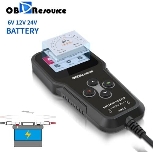 BM520 Battery Capacity Tester 6V 12V 24V Reverse Access Clips 100-2000 CCA Car Voltage Check Automotive Charging/Cranking Test