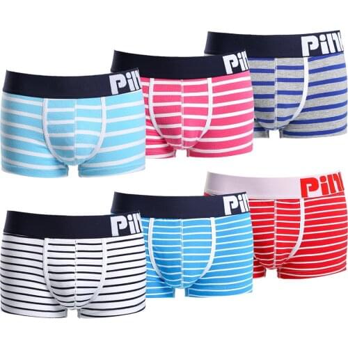6pcs/lot Boxers Men Underwear Pure Cotton Striped Sexy Underwear Men Boxers Shorts Panties Sexy Underwear Boxer