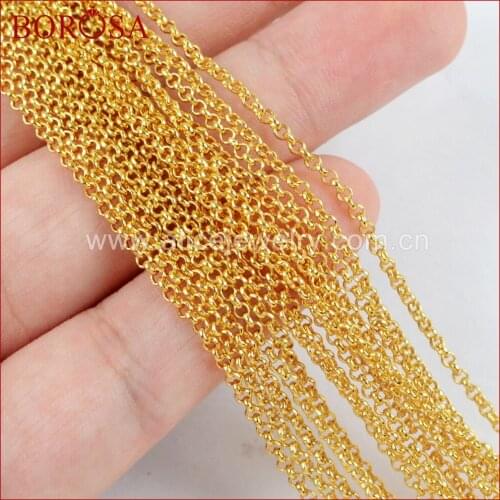 BOROSA 10PCS 21 inch Gold Color 2mm Thin Finish Chain Necklace Brass Chains Jewelry Findings for Pendant Necklace Jewelry PJ112